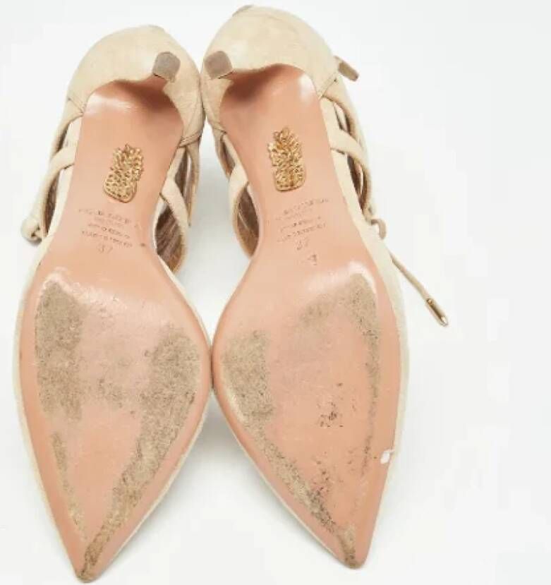 Aquazzura Pre-owned Suede heels Beige Dames