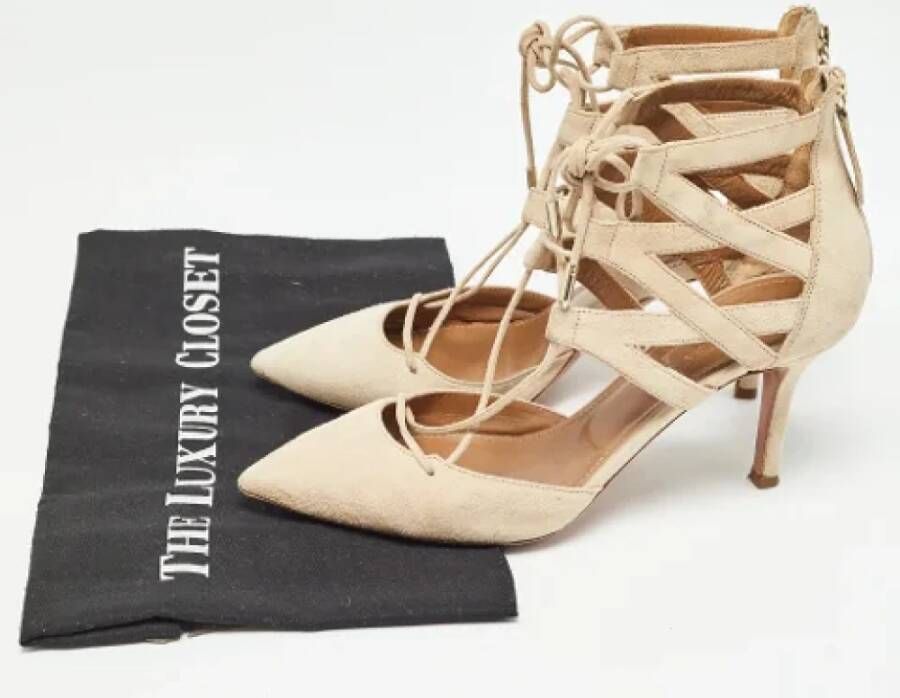 Aquazzura Pre-owned Suede heels Beige Dames