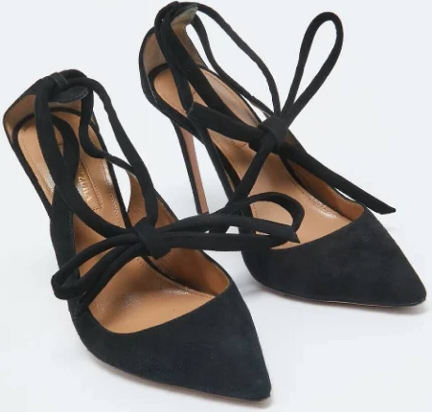 Aquazzura Pre-owned Suede heels Black Dames