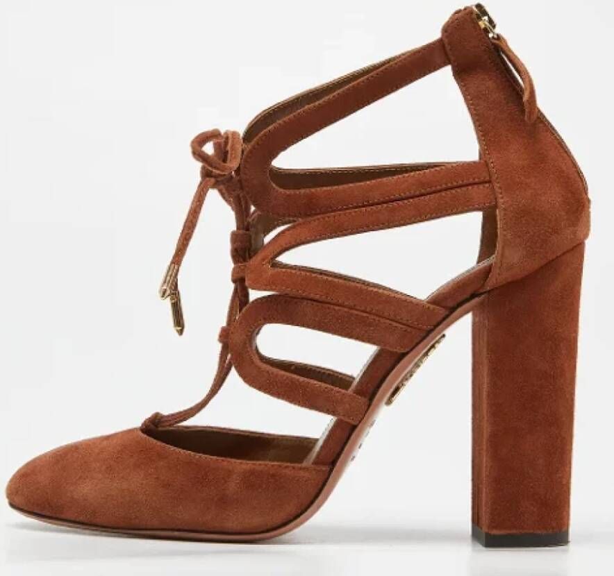 Aquazzura Pre-owned Suede heels Brown Dames