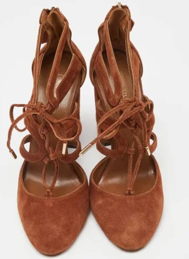 Aquazzura Pre-owned Suede heels Brown Dames