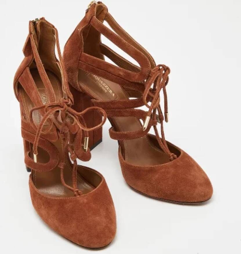 Aquazzura Pre-owned Suede heels Brown Dames