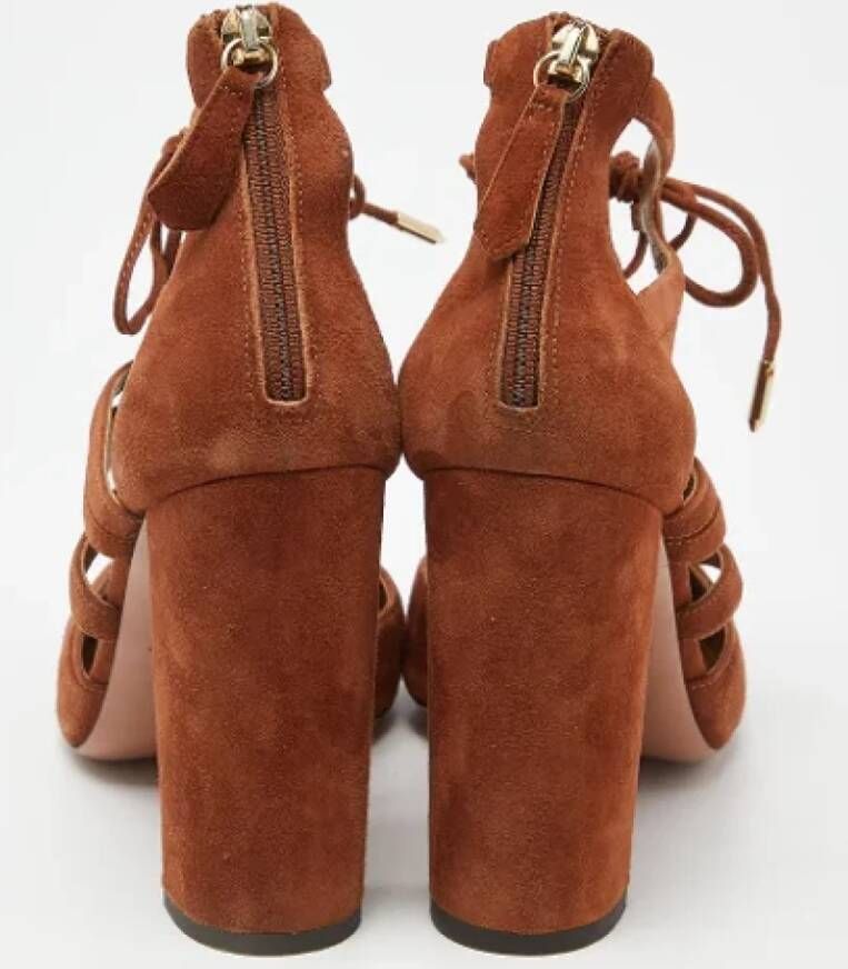 Aquazzura Pre-owned Suede heels Brown Dames