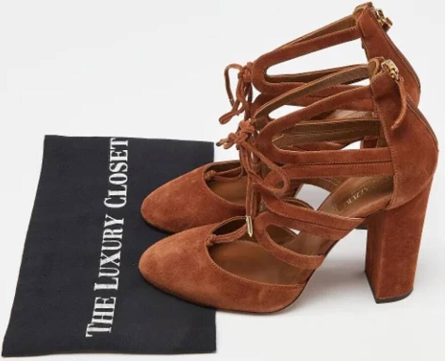 Aquazzura Pre-owned Suede heels Brown Dames