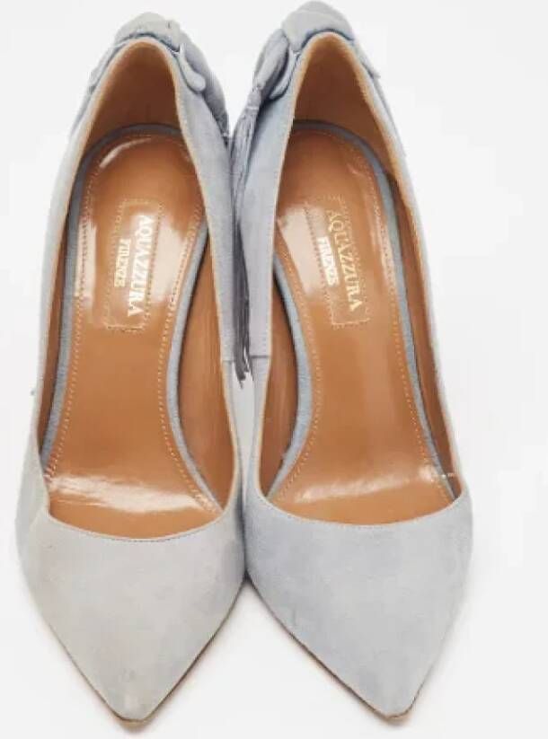 Aquazzura Pre-owned Suede heels Gray Dames