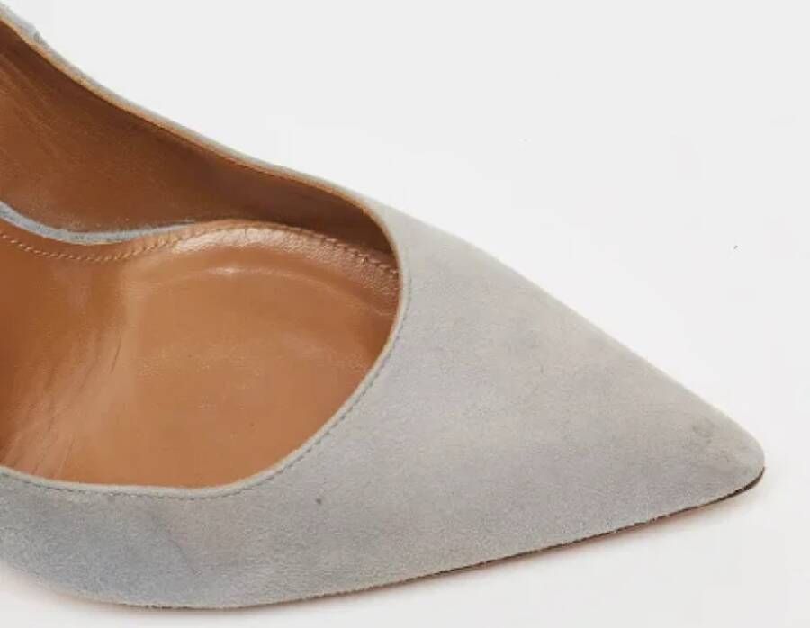 Aquazzura Pre-owned Suede heels Gray Dames