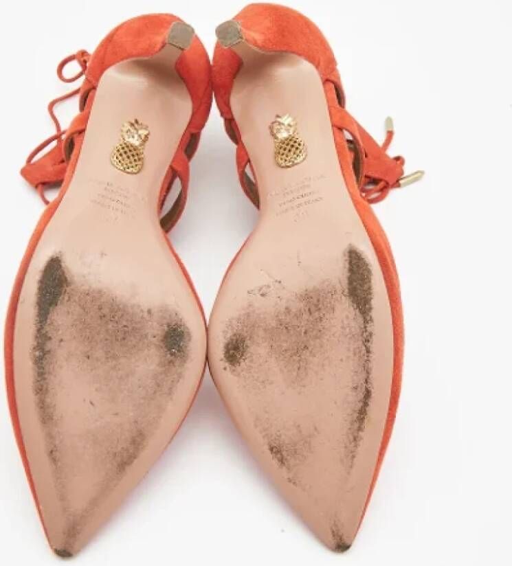 Aquazzura Pre-owned Suede heels Orange Dames