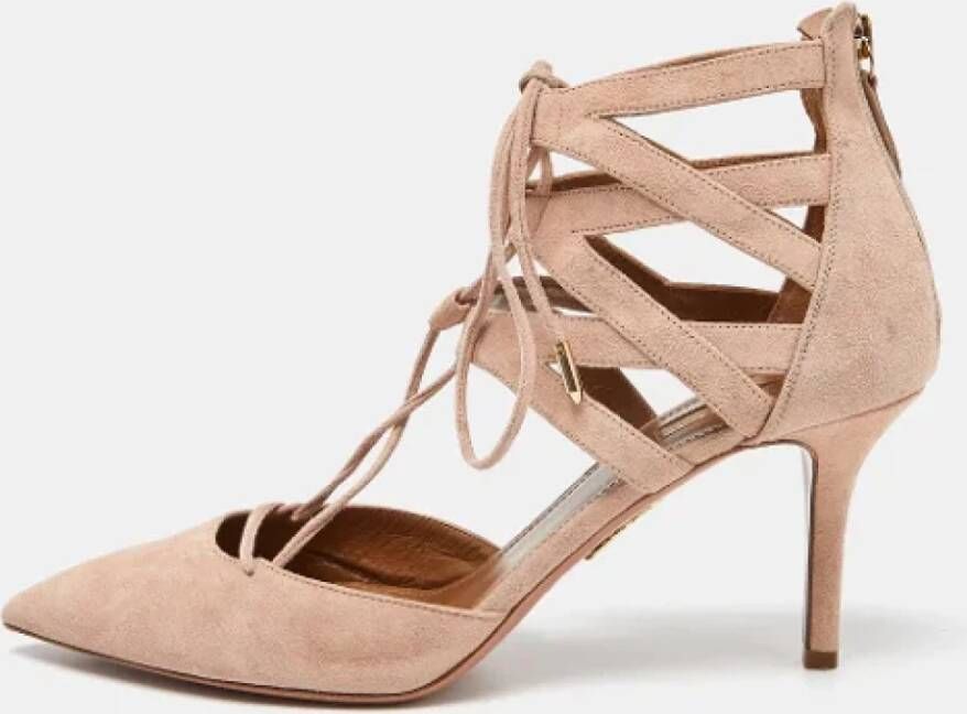 Aquazzura Pre-owned Suede heels Pink Dames