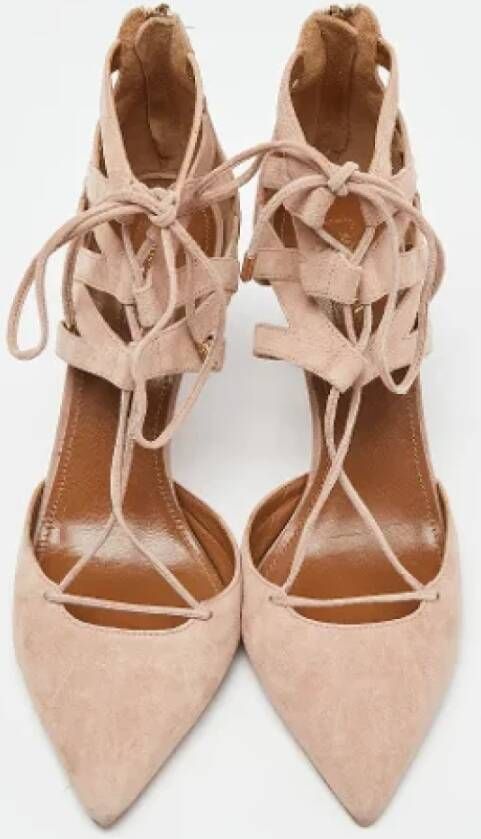 Aquazzura Pre-owned Suede heels Pink Dames