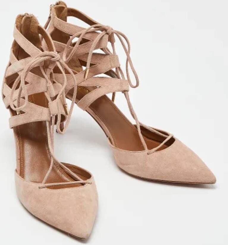 Aquazzura Pre-owned Suede heels Pink Dames