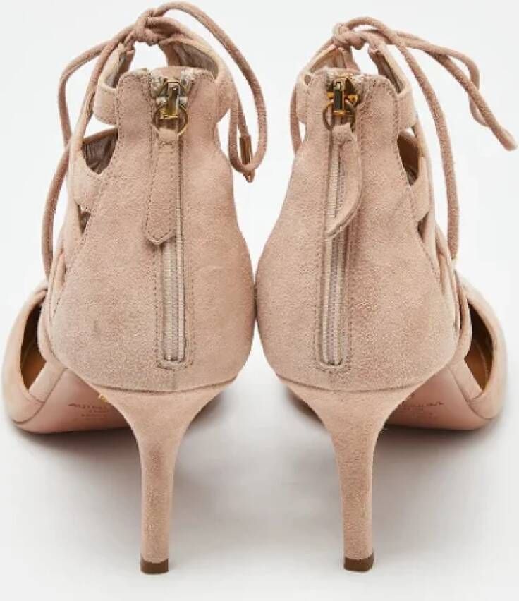 Aquazzura Pre-owned Suede heels Pink Dames