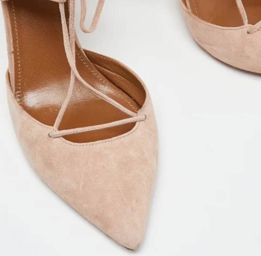 Aquazzura Pre-owned Suede heels Pink Dames