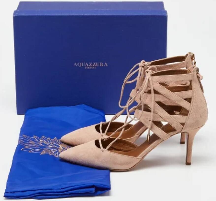 Aquazzura Pre-owned Suede heels Pink Dames