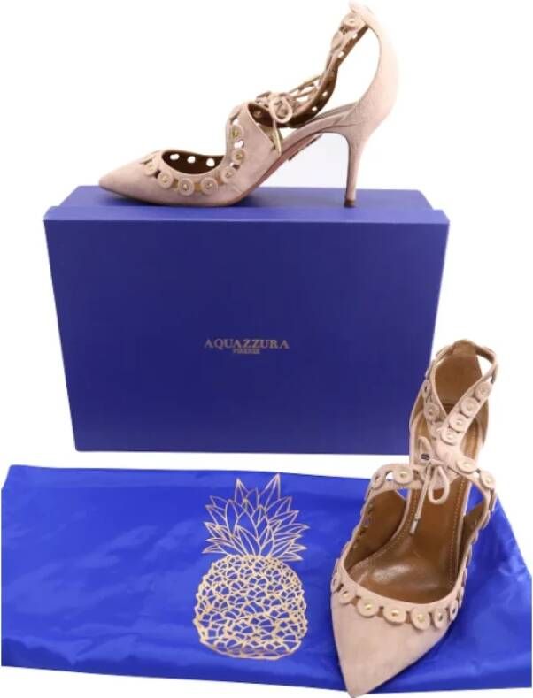 Aquazzura Pre-owned Suede heels Pink Dames