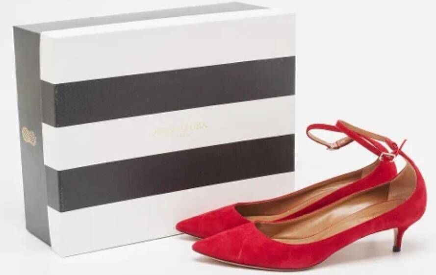 Aquazzura Pre-owned Suede heels Red Dames