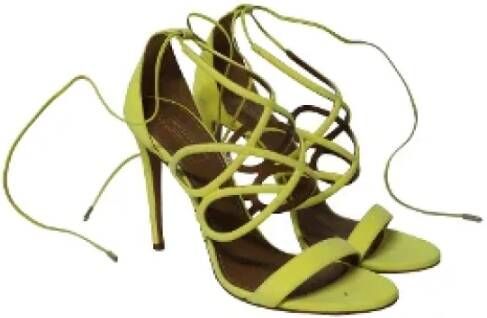 Aquazzura Pre-owned Suede heels Yellow Dames