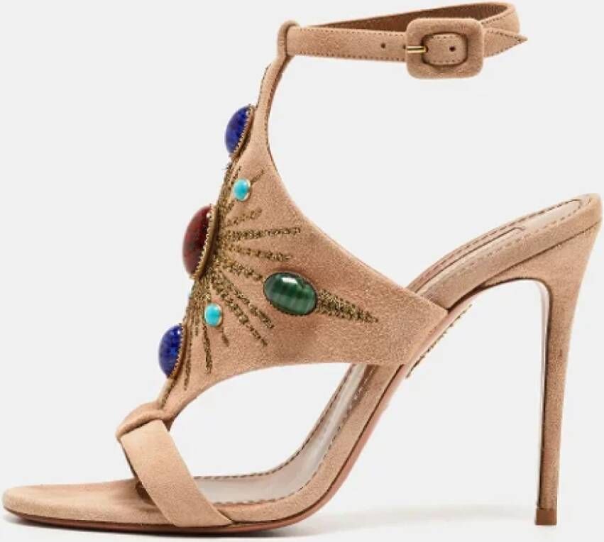 Aquazzura Pre-owned Suede sandals Beige Dames