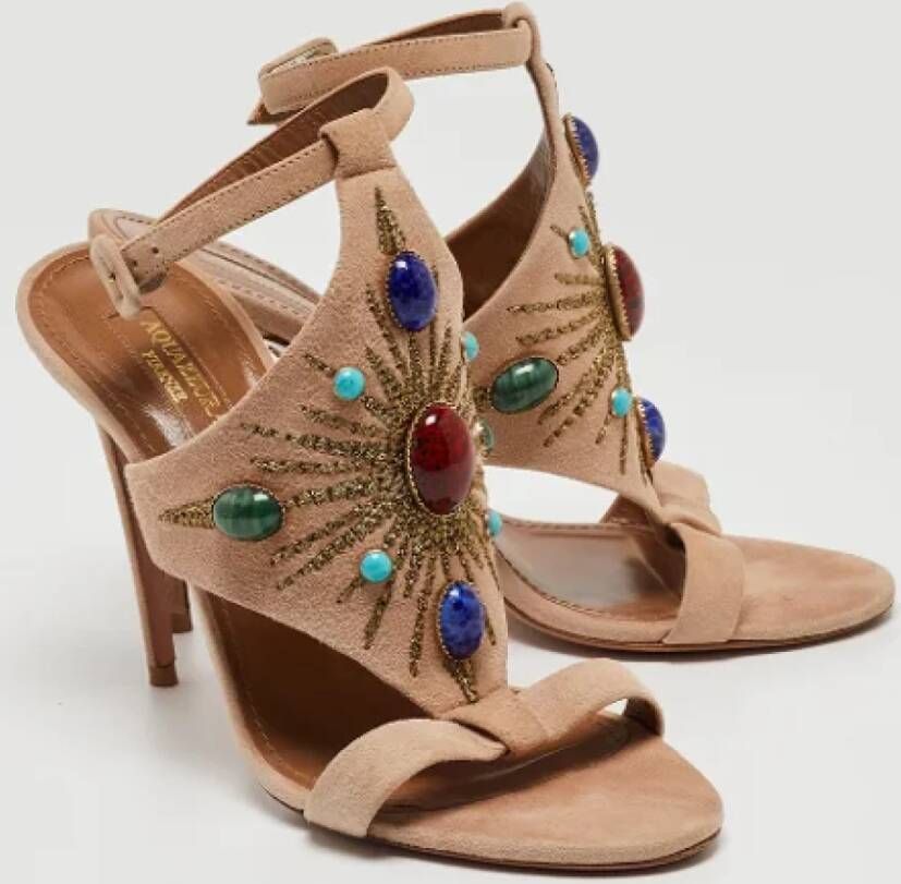 Aquazzura Pre-owned Suede sandals Beige Dames