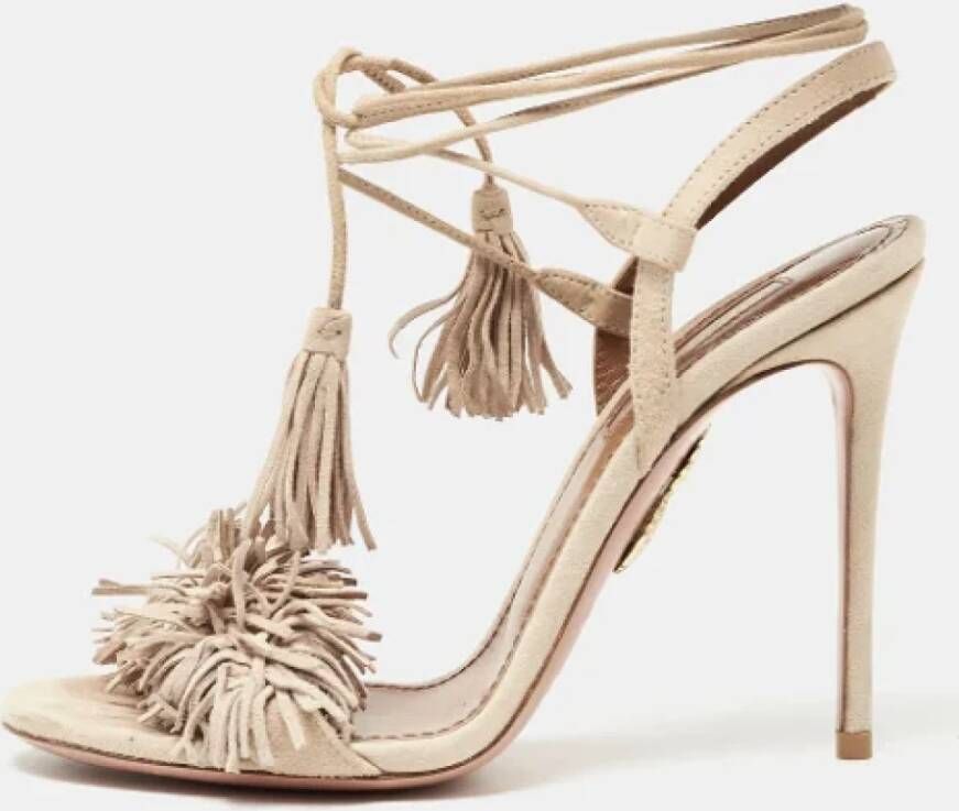 Aquazzura Pre-owned Suede sandals Beige Dames