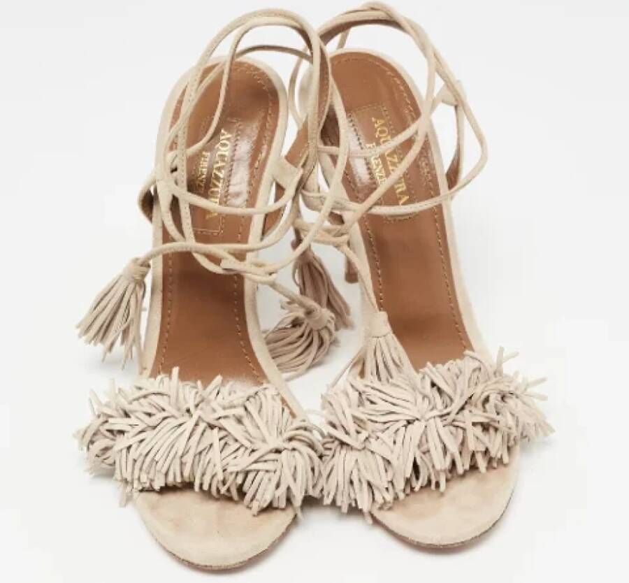 Aquazzura Pre-owned Suede sandals Beige Dames