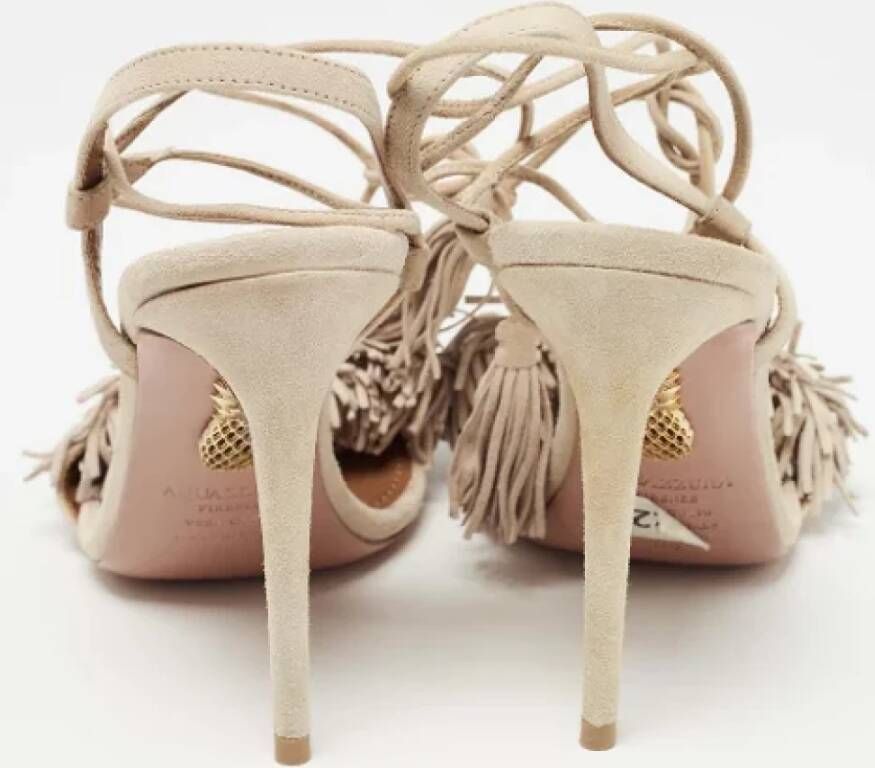 Aquazzura Pre-owned Suede sandals Beige Dames