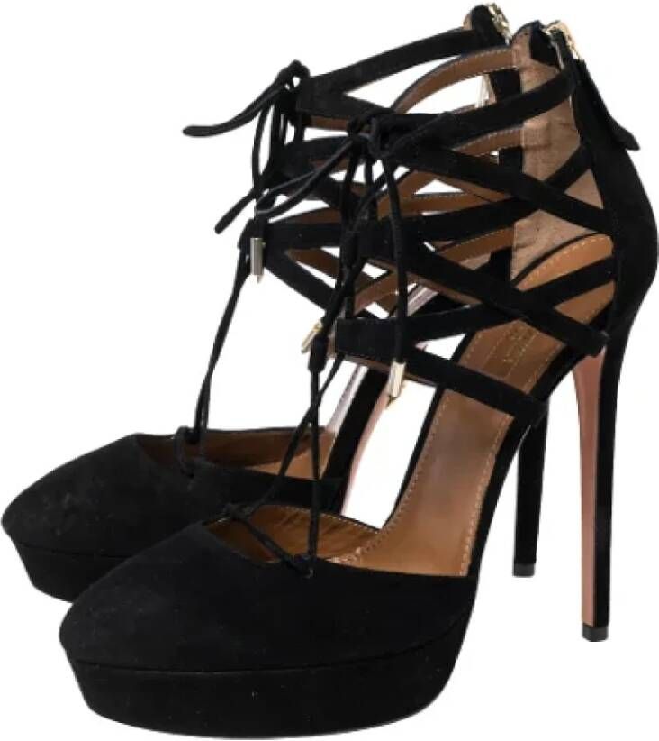 Aquazzura Pre-owned Suede sandals Black Dames