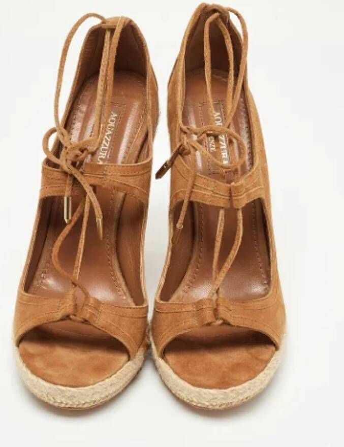 Aquazzura Pre-owned Suede sandals Brown Dames