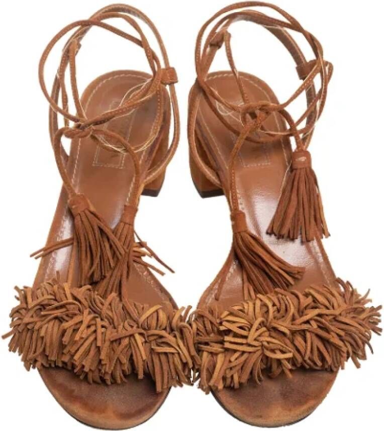 Aquazzura Pre-owned Suede sandals Brown Dames