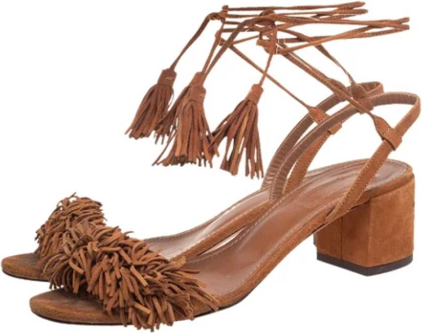 Aquazzura Pre-owned Suede sandals Brown Dames