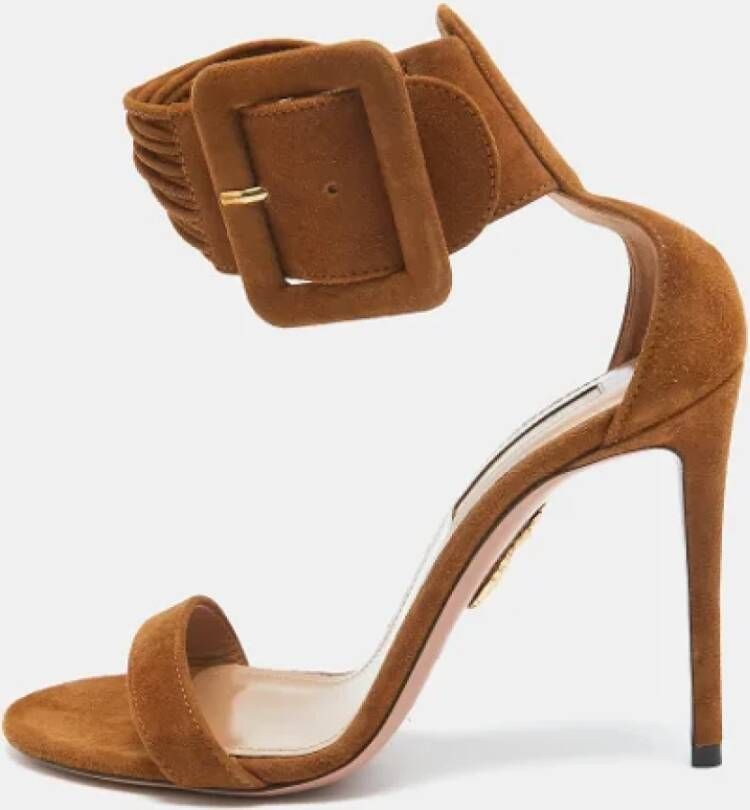 Aquazzura Pre-owned Suede sandals Brown Dames