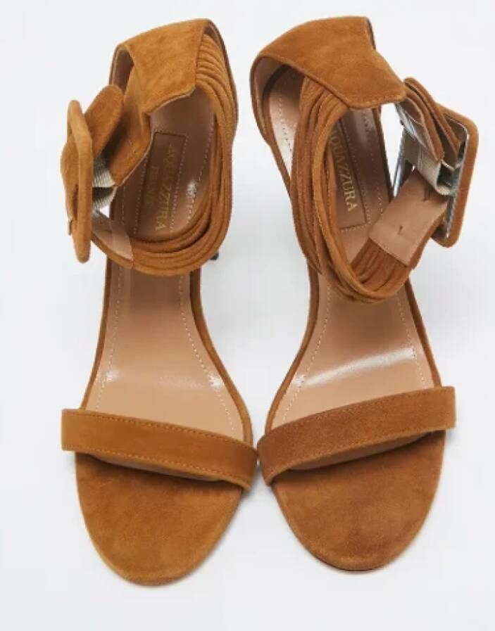 Aquazzura Pre-owned Suede sandals Brown Dames