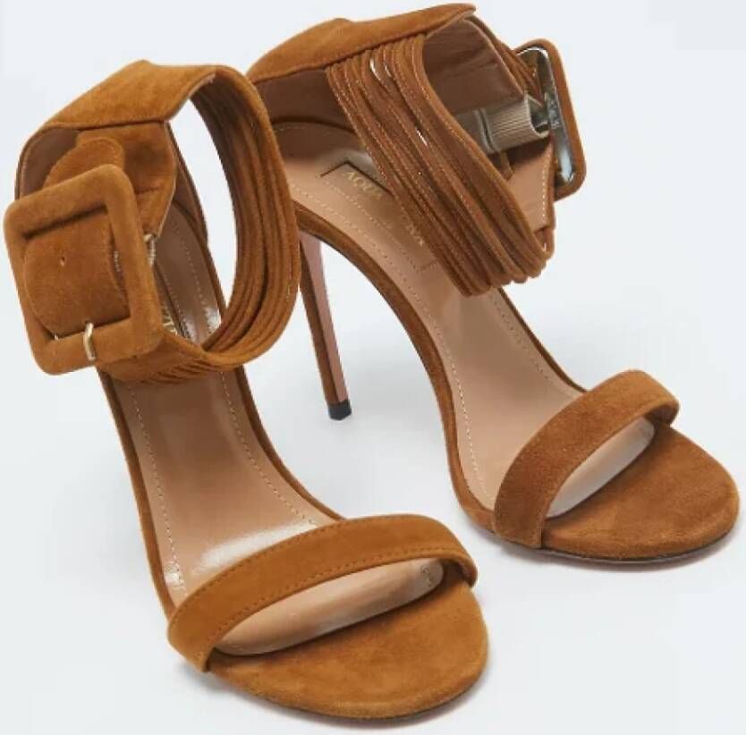 Aquazzura Pre-owned Suede sandals Brown Dames