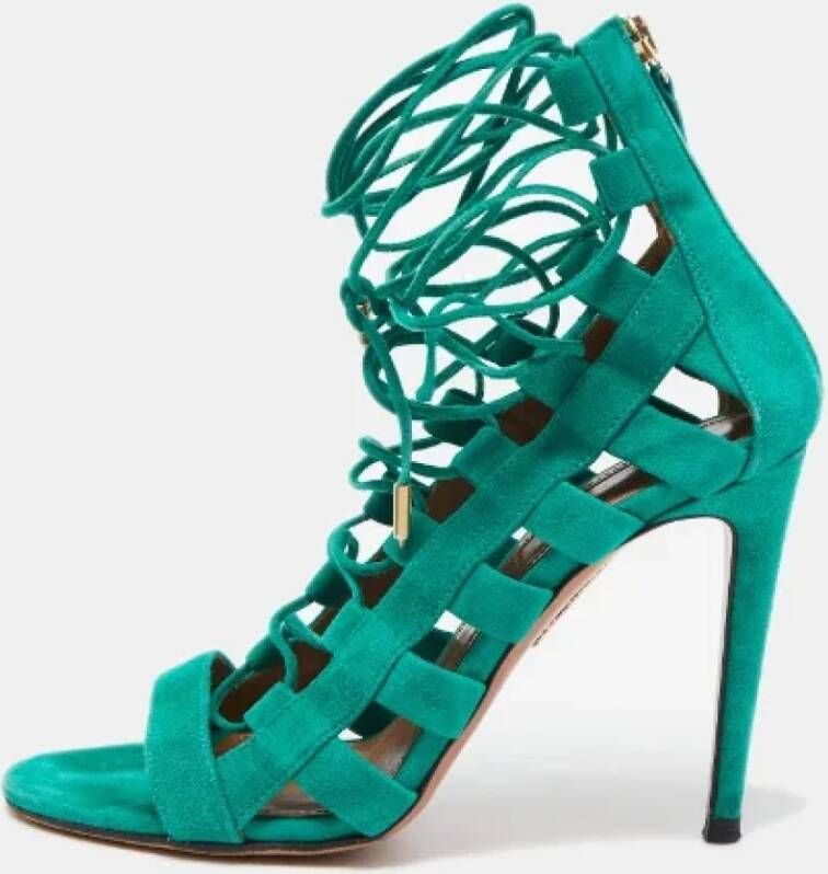 Aquazzura Pre-owned Suede sandals Green Dames