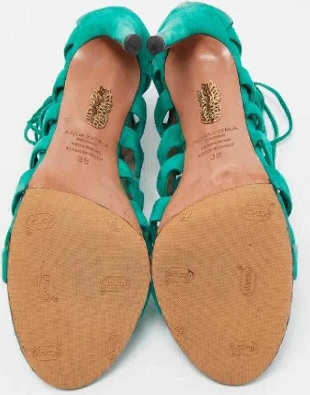 Aquazzura Pre-owned Suede sandals Green Dames