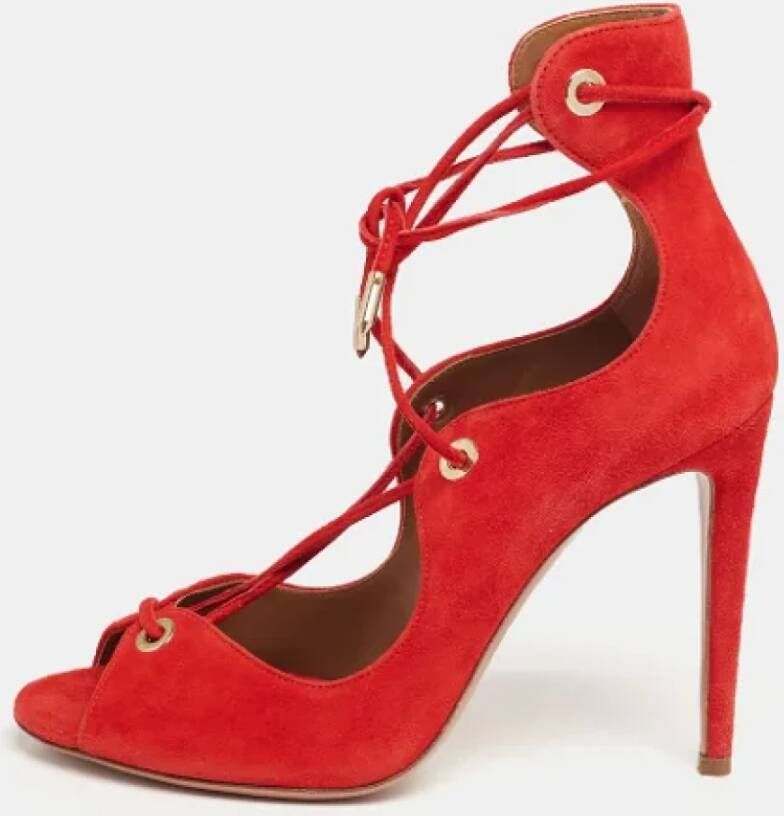 Aquazzura Pre-owned Suede sandals Red Dames