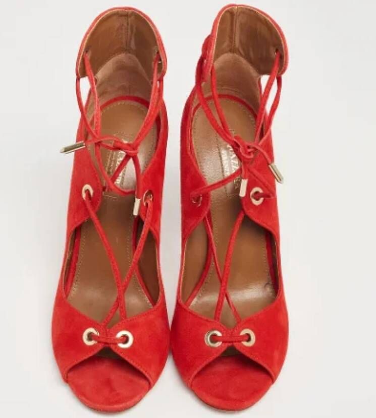 Aquazzura Pre-owned Suede sandals Red Dames