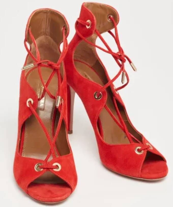 Aquazzura Pre-owned Suede sandals Red Dames