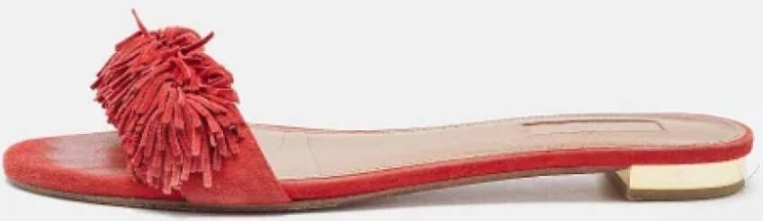 Aquazzura Pre-owned Suede sandals Red Dames