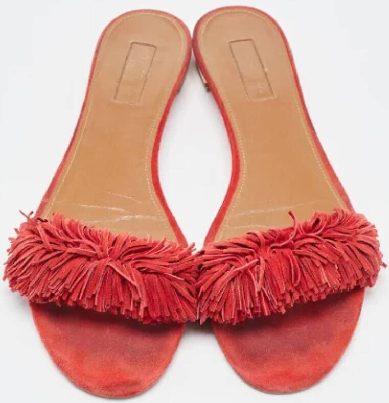 Aquazzura Pre-owned Suede sandals Red Dames