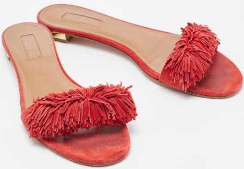 Aquazzura Pre-owned Suede sandals Red Dames