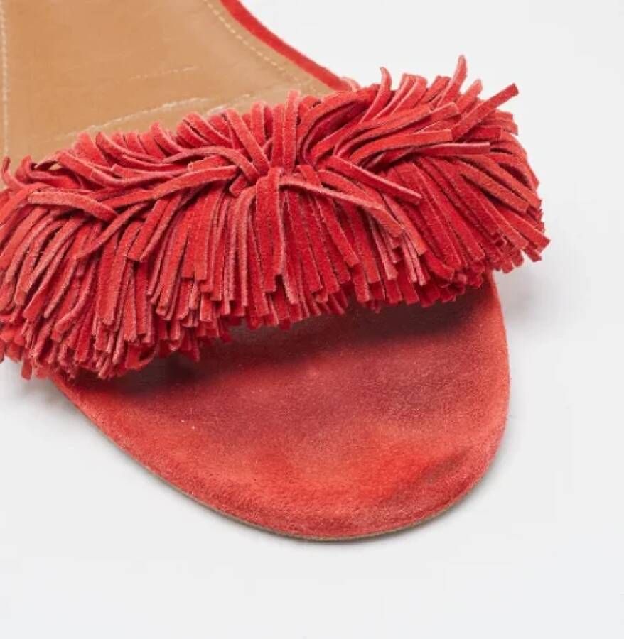 Aquazzura Pre-owned Suede sandals Red Dames