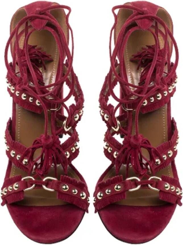 Aquazzura Pre-owned Suede sandals Red Dames