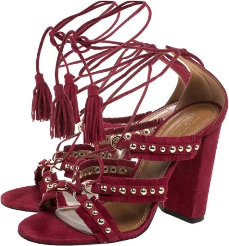 Aquazzura Pre-owned Suede sandals Red Dames