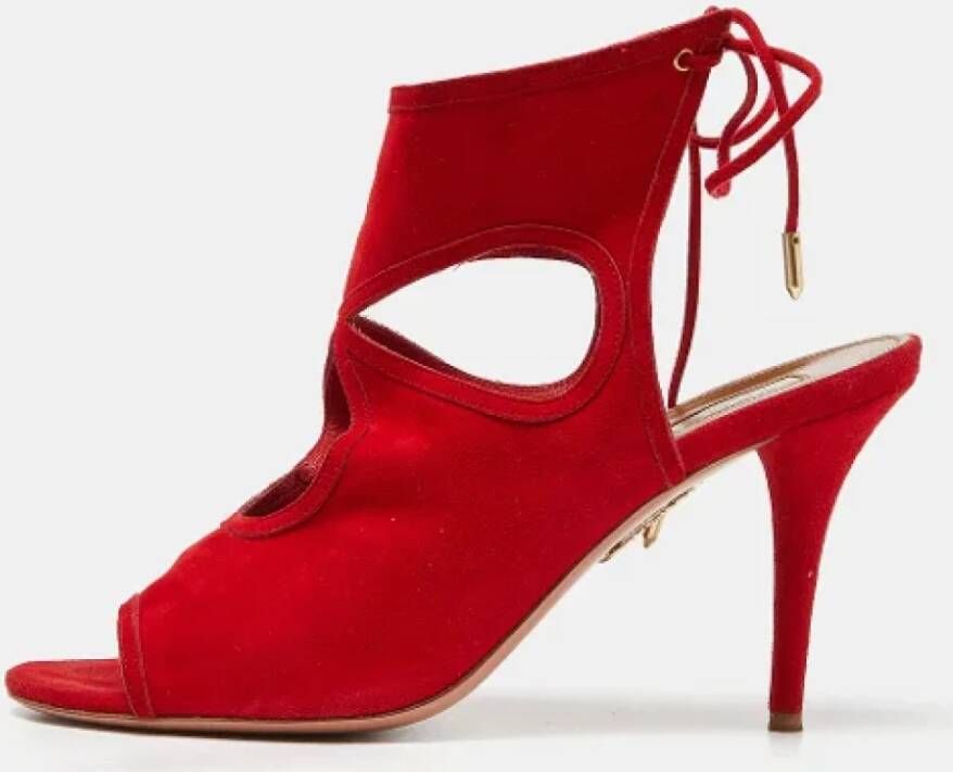 Aquazzura Pre-owned Suede sandals Red Dames