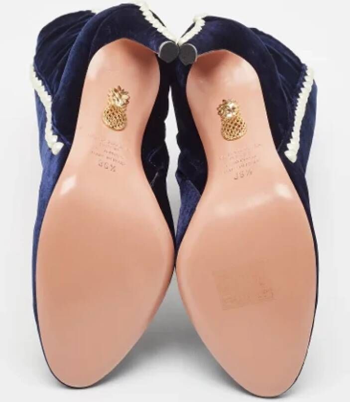 Aquazzura Pre-owned Velvet boots Blue Dames