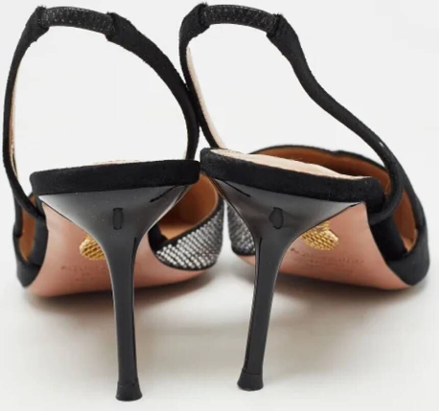 Aquazzura Pre-owned Velvet heels Black Dames