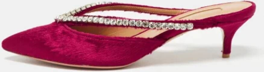 Aquazzura Pre-owned Velvet sandals Pink Dames