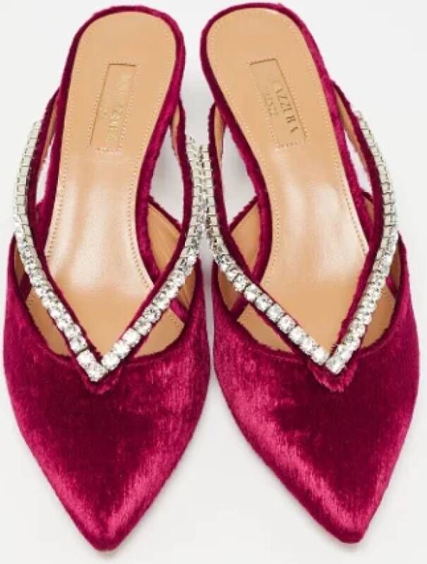 Aquazzura Pre-owned Velvet sandals Pink Dames