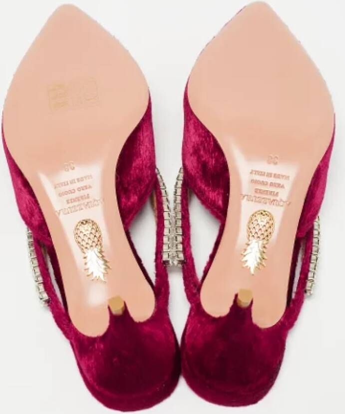 Aquazzura Pre-owned Velvet sandals Pink Dames