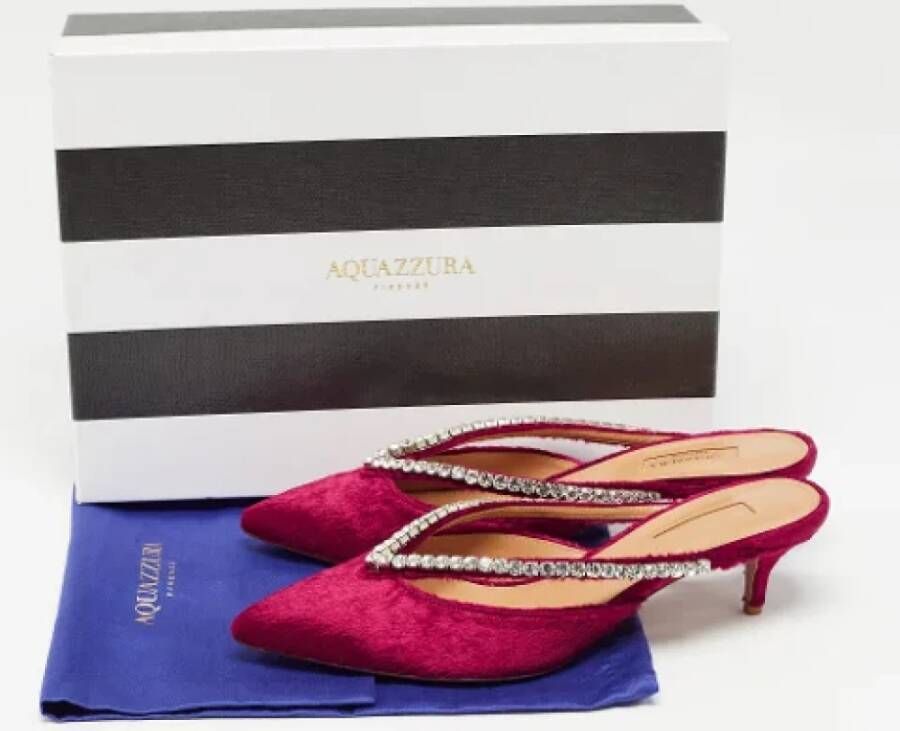 Aquazzura Pre-owned Velvet sandals Pink Dames